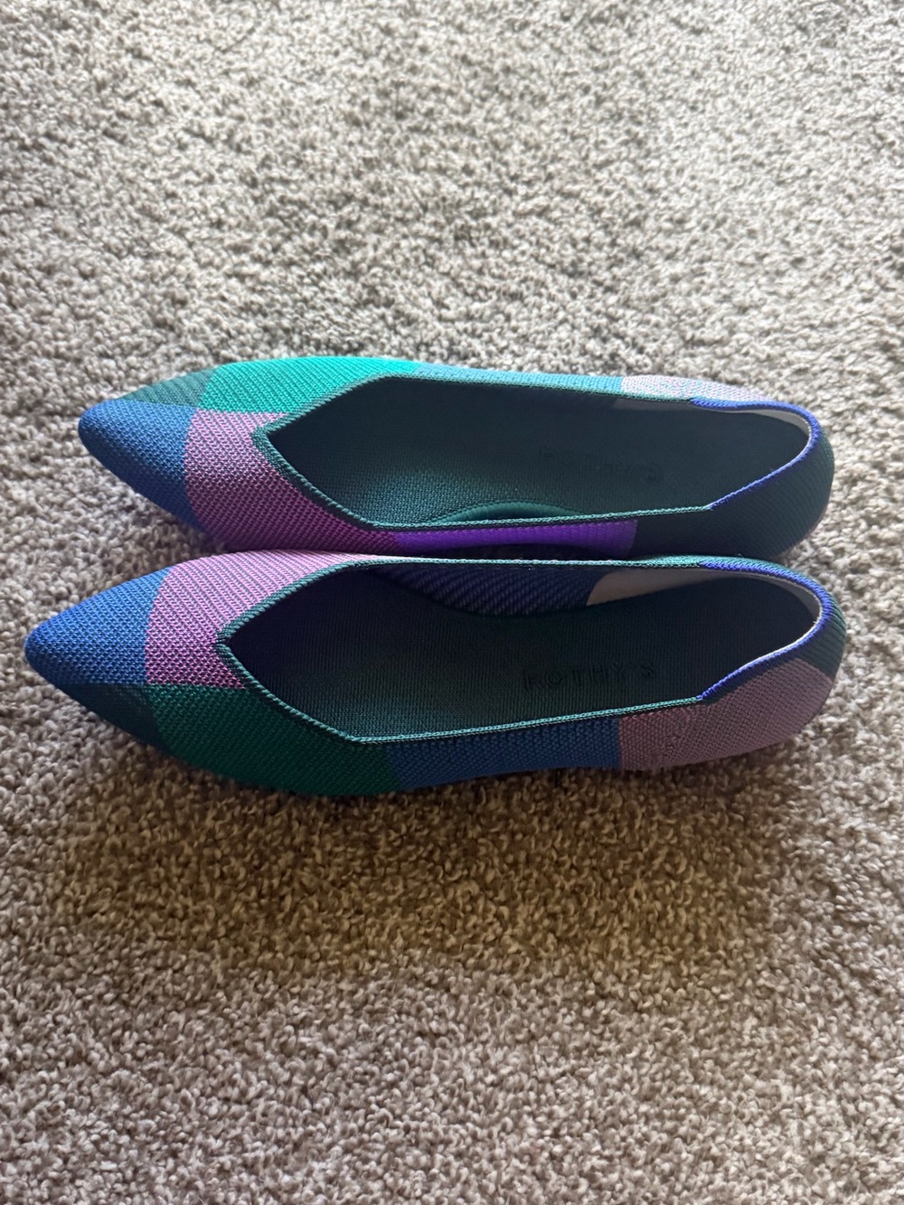 Rothy's Point Colorblock in Teal, Blue & Purple